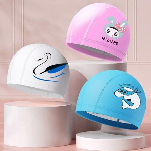 Bonnet De Natation En Pu Pour Enfants, Protection Des Oreilles, Haute Élasticité, Étanche, Mignon, Dessin Animé, Pour Garçons Et Filles