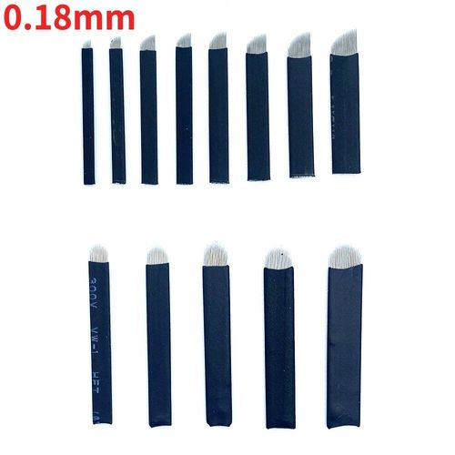 100pcs 0.18mm Lame Tebori Flex Microblading 12 14 16 18 U Forme Aiguilles De Tatouage Pour Permanente De Sourcil De Maquillage Lames Stylo Manuel 