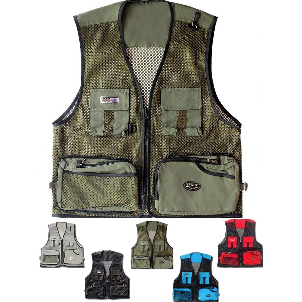 Été Hommes Tactique Randonnée Gilet de pêche Multi-poche