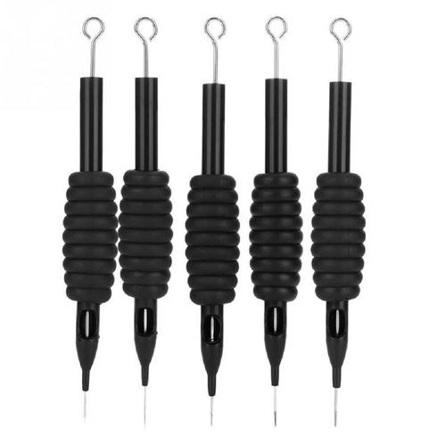 Stylo À Maquillage Permanent Électrique Jetable Stérilisé, 10 Pièces, Aiguilles De Tatouage R1/R3/R5/R7, Poignée En Silicone Noire 