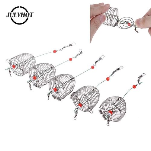 Lot De Leurres De Pêche En Fil D'acier Inoxydable, 5 Pièces, Cage, Piège, Support De Panier, Accessoire