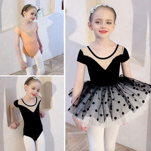Robe De Ballet Pour Enfants, Demi Manches, En Coton, Tutu, Justaucorps, Vêtements De Gymnastique, Costumes De Fête De Ballerine