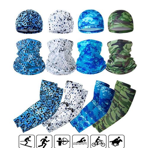 Manchons De Protection Solaire Pour Hommes, 3, Pièces/Ensemble, Manchettes De Cyclisme, Course À Pied, Pare-Soleil De Vélo Avec Capuchon D'équitation, Masque Facial De Cyclisme
