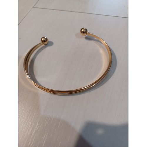Bracelet Ouvert Double Bande Metal Doré