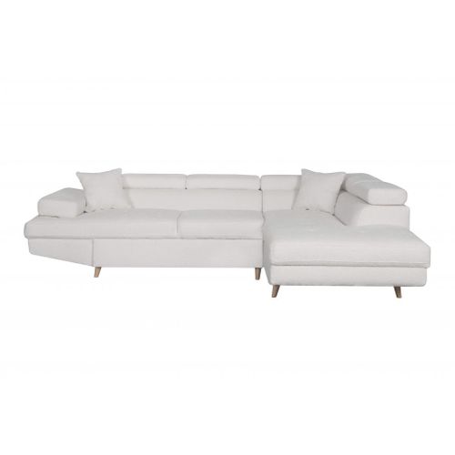 Canapé D'angle À Droite Convertible En Tissu Bouclettes Blanc - Fiorina