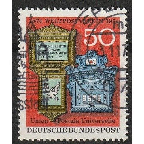 Timbre Oblitéré Allemagne Deutsche Bundespost, 100 Ans De L'union Postale Universelle 1974 N° 672