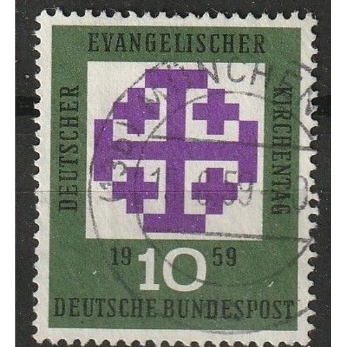Timbre Oblitéré Allemagne Deutsche Bundespost, Évangélique Musique Variée 1959 N° 187