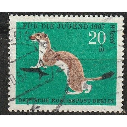 Timbre Oblitéré Allemagne Deutsche Bundespost Berlin, Hermine (Mustela Erminea) 1967 N° 268