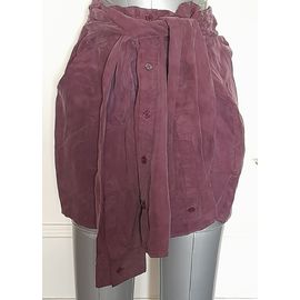 Mini Jupe Fantaisie Prune Viscose Femme Taille 38