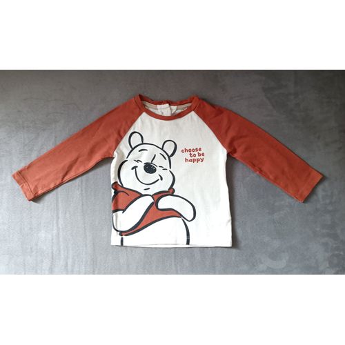 T Shirt Winnie L Ourson Manches Longues. C&a. Coton. Taille 6 - 9 Mois. 74 Cm