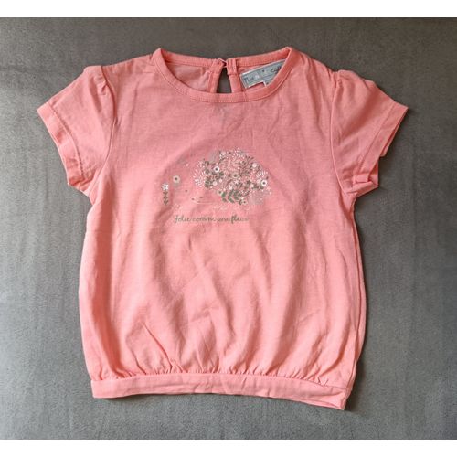 T Shirt Rose Herisson. Jolie Comme Une Fleur. Mes Petits Cailloux. 9 Mois. 72 Cm