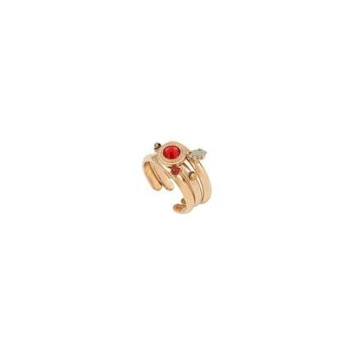 Satellite - Bague Ajustable Chic Hématite Doré Cornaline I Rouge - Rouge