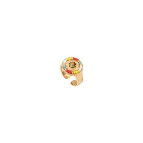 Satellite - Bague Ajustable Fantaisie Perles Du Japon Cristal Facetté I Rouge - Rouge