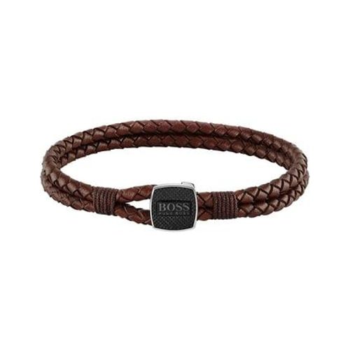 Boss - Bracelet Cordon Homme Seal Argenté, Marron 1580048-Par - Gris