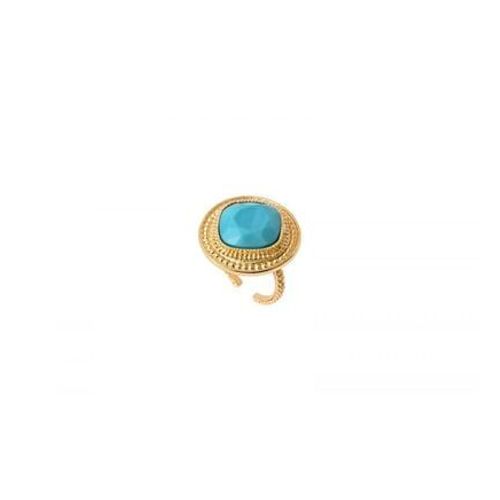 Satellite - Bague Cabochon Ajustable Moderne - Turquoise - Bleu
