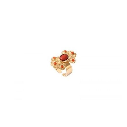Satellite - Bague Ajustable Glamour Bambou Des Mers - Rouge - Rouge