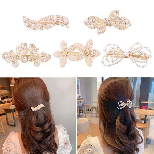 Barrettes À Clip Multicouches Pour Femme Et Fille, Accessoires De Coiffure, Avec Perles, Fleur, Printemps