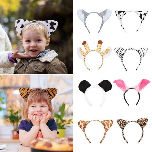 Serre-Tête Oreilles D'animaux De Dessin Animé Pour Enfants Et Adultes, Bandeau Zèbre Corne De Tigre, Costume De Cosplay, Bandeau Pour Cheveux, Accessoires De Fête D'anniversaire, 2/3 Pièces