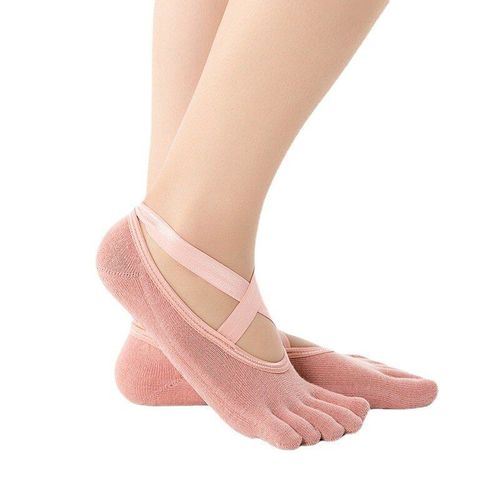 Chaussettes De Yoga En Coton Pur Pour Femmes, Antidérapantes, Pilates À Cinq Doigts, Pour Sport