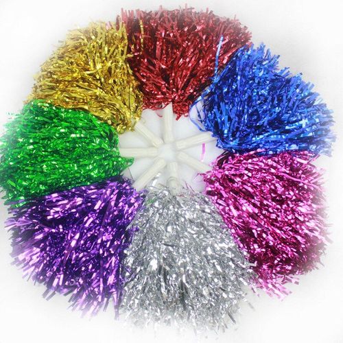 1 Paire Poignée En Plastique Métallique Streamer Pompons Cheerleading Acclamations Pom Pom Boule Acclamant La Danse Décorateur Club Sport D'approvisionnement