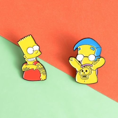 Broche De Méchant De Tatouage Jaune De Dessin Animé, Broche D'insigne Drôle, Revers De Cowboy, Sac À Dos, Chapeau, Bijoux À La Mode, Cadeau Pour Amis