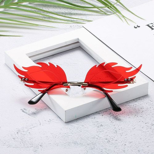 Lunettes De Soleil De Luxe ¿Il De Chat Pour Femmes, Cyclisme, Vintage, Marque De Styliste, Sans Bords, Flamme De Feu, Verres Miroir, Verres Étroits, Uv400