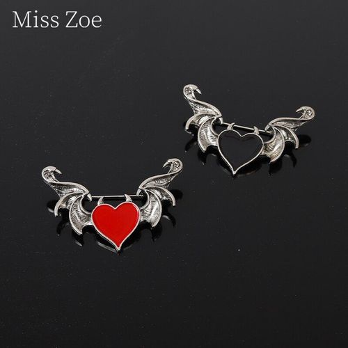 Broche Personnalisée En Émail, Ailes De Chauve-Souris, Vampire, Noir, Rouge, C¿Ur, Symboles, Broches, Sac, Vêtements, Badges À Revers, Bijoux, Cadeau De La Fête D'halloween