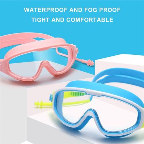 Lunettes De Natation Pour Hommes Et Femmes, Grande Monture, Bouchons D'oreille Une Pièce, Anti-Buée Et Anti-Ultraviolet, Confortables Pour Enfants, Accessoires