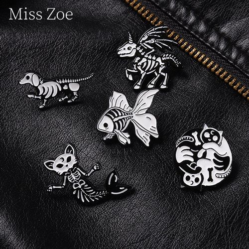 Broches Gothiques En Cuir, Squelette Primtif, Animal, Dinosaure, Chapeaux D'horreur, Accessoires Punk De Qualité, Bijoux D'halloween