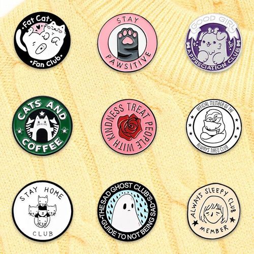 Broches Rondes En Forme De Patte De Chien Ou De Chat, En Émail, Adorables Membres De La Famille, Café Rose, Animaux De Compagnie, Bijoux Mignons, Broches Personnalisées, Revers, Cadeau Pour Amis