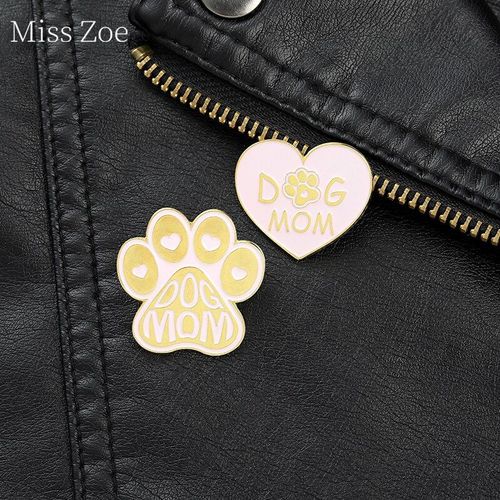 Broche En Forme De C¿Ur En Forme De Patte De Chat Rose En Émail, Badge De Chien Maman, Épingle À Revers Pour Sac De Chemise En Jean, Dessin Animé Pour Femmes, Bijoux Cadeaux