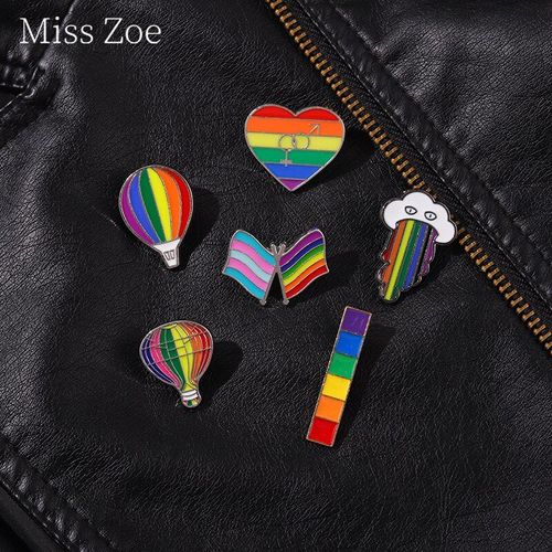 Broches En Forme De C¿Ur Et D'arc-En-Ciel Pour Enfants, Bannière De Clé D'amour, Badge En Métal Émaillé Sur Sac À Dos, Pull, Bijoux