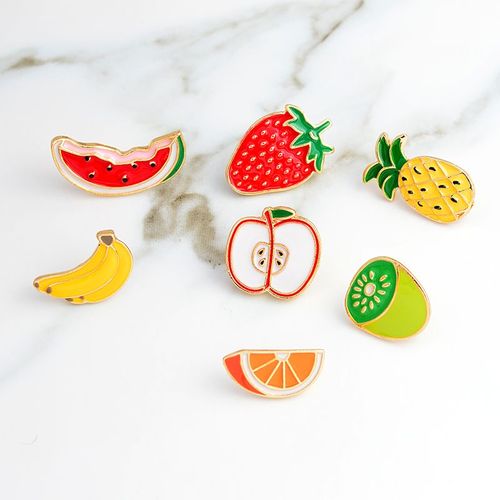 Broches En Émail Dur, Pour Sac À Dos, Avec Fraises, Bananes, Pommes, Kiwi, Pastèque, Pin, Orange, Fruits, Badges