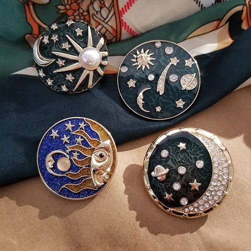 Broches Rétro Strass Ciel Étoilé Lune Soleil, Badge Perle, Bijoux De Mariage Pour Femmes, Accessoires De Bijouterie Corsage, Nouveauté 2021