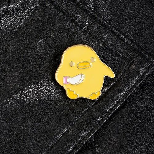 Broche De Canard En Émail, Couteau Drôle, Épingles En Émail De Dessin Animé, Badges D'animaux Mignons, Chapeau À Revers De Canard Jaune, Épingle De Sac, Bijoux Cadeaux