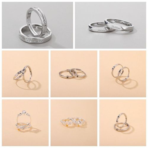 Bagues Avec Strass Pour Amoureux De La Mer, Soleil, Lune, Paire, Cadeaux De Saint Valentin, Prince Et Rose Pour Hommes Et Femmes, Design De Bague Ouverte