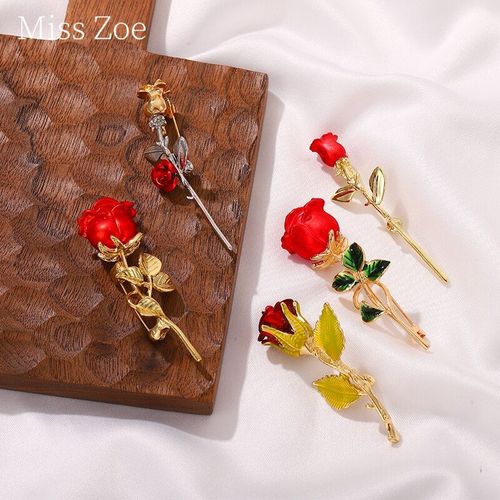 Broches En Métal Rose Rétro Haut De Gamme, Pinsimple, Art Végétal Décoratif, Revers En Émail, Accessoires, Badge, Bijoux, Cadeau Pour Amis