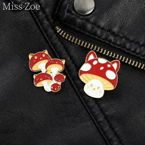 Broche De Revers En Émail Pour Femme, Jolie Broche En Forme De Champignon Rouge, Dessin Animé, Bijoux, Cadeau, Vente En Gros