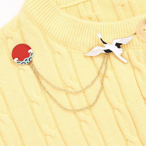 Broches De Plage Blanches En Émail Pour Grue, Personnalisé, Vague D'océan, Soleil, Sac, Vêtements, Revers, Badge, Animal, Bijoux, Cadeau Pour Amis