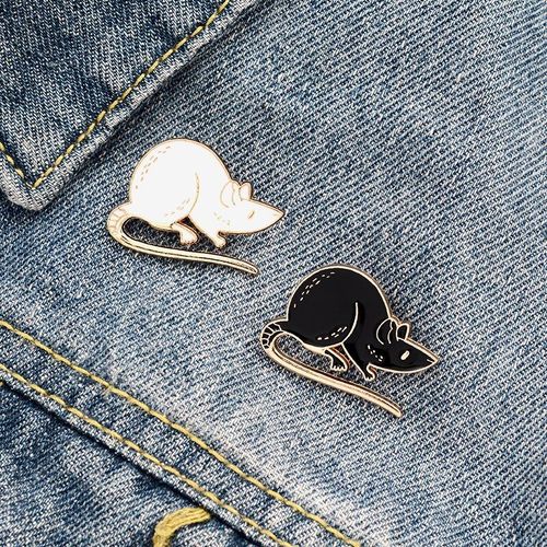 Broche Souris Dessin Animé En Émail Noir Et Blanc, Épingle Créative, Badge, Épingle À Revers Pour Sac À Dos, Chapeau, Bijoux, Cadeau Pour Amis