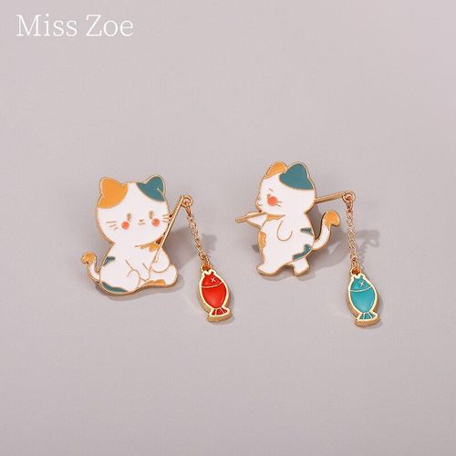 Broche De Pêche En Émail Pour Enfant, Pendentif En Métal, Créatif, Badge De Revers, Bijoux Amusants, Sac De Vêtements, Broches, Bijoux Cadeaux