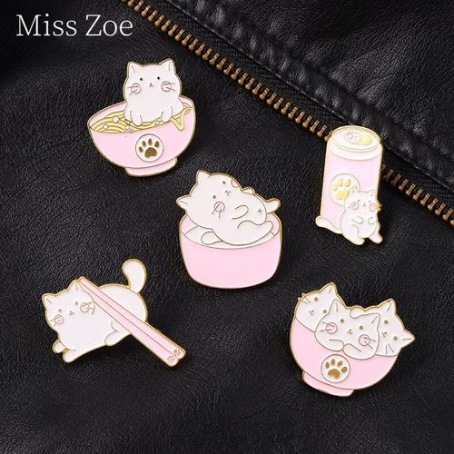 Broche Chat Rose Dessin Animé, Animal, Chat, Sac, Vêtements, Badges À Revers, Épingle, Cadeau Pour Fille, Sac À Dos, Bijoux, Vente En Gros