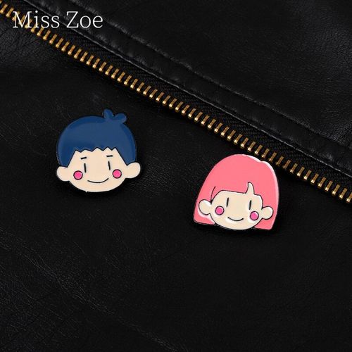 Broches En Émail Pour Deux Personnes, Simple, En Métal, Pour Garçons Et Filles, Accessoires De Décoration, Cadeau Pour Couple, Amis, Vente En Gros