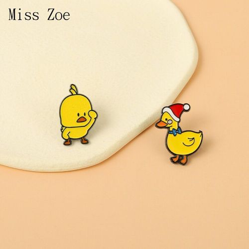 Chapeau De Noël Jaune En Forme De Canard, En Émail, Amusant, Sac D'expression, Badges Faciaux, Broches Métalliques Pour Femmes, Bijoux, Accessoires Pour Vêtements, Cadeau