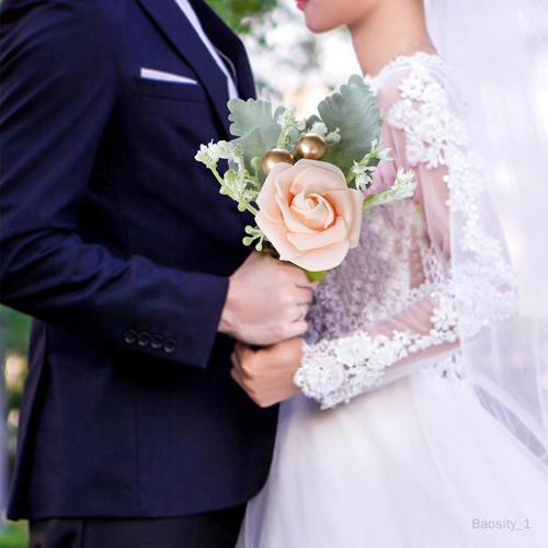Rose boutonnière pour hommes mariage marié garçons d'honneur fleur  boutonnières pour mariage bal homme costume décoration Champagne | Rakuten