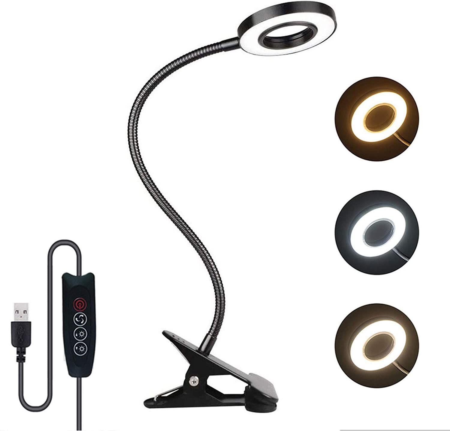 Lampe de bureau LED sans fil, Lampe de chevet tactile 5 Dimmable 360  Flexible Neck Led Lampe, Lampe de lecture Lampe de lecture pour lit