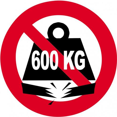 Charge Maximale 600 Kilos - 5cm - Sticker/Autocollant