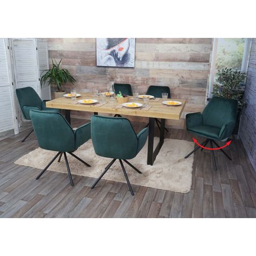 Lot De 6 Chaises De Salle À Manger Hwc-G67, Chaise De Cuisine Avec Accoudoirs   Velours, Vert