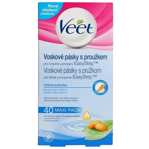 Veet Wax Strips Bandes De Cire Pour Épilation Pour Peaux Sensibles 40 Pcs 