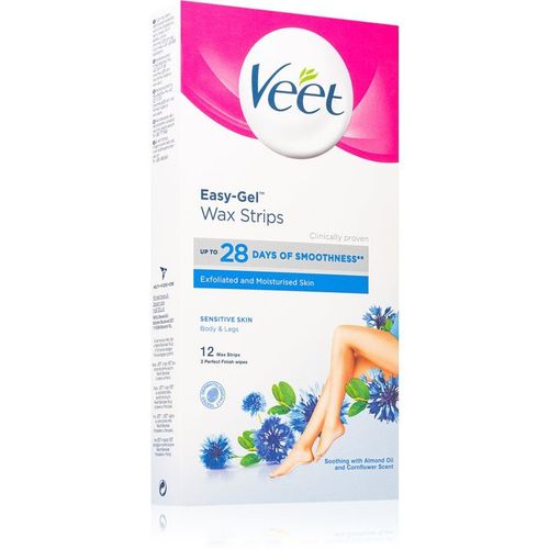 Veet Wax Strips Bandes De Cire Pour Épilation Pour Peaux Sensibles 12 Pcs 